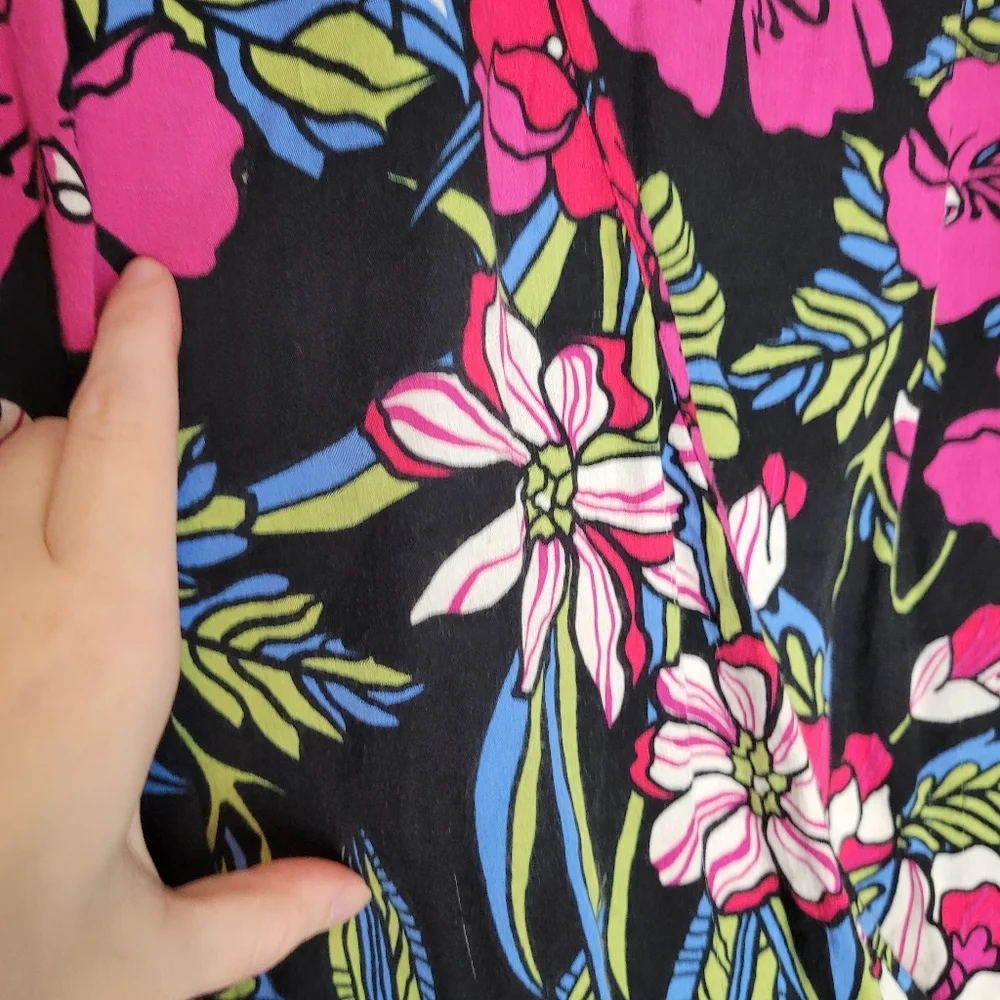 TINY FLORAL WRAP FRONT LONG SLEEVE BOHO TIE WAIST TOP LARGE - Picture 5 of 15